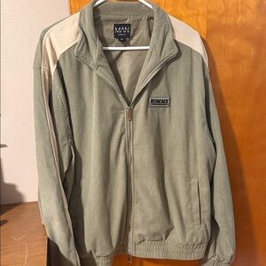 Boohoo Mens Olive and Cream Bomber Jacket